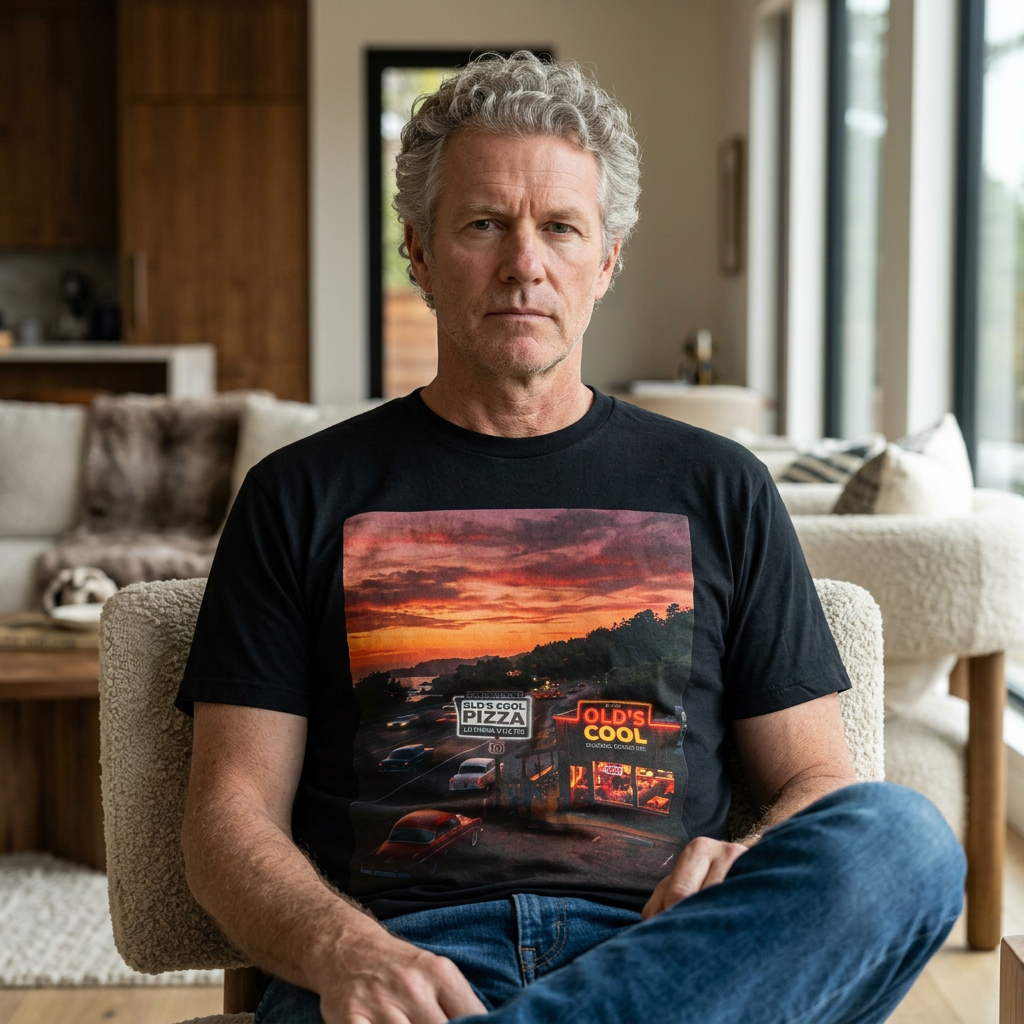 T-Shirt — Retro Diner Sunset Photo Tee ("Old's Cool")