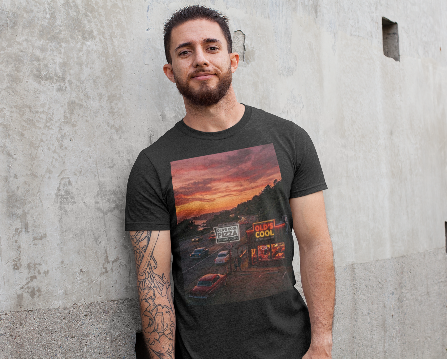 T-Shirt — Retro Diner Sunset Photo Tee ("Old's Cool")