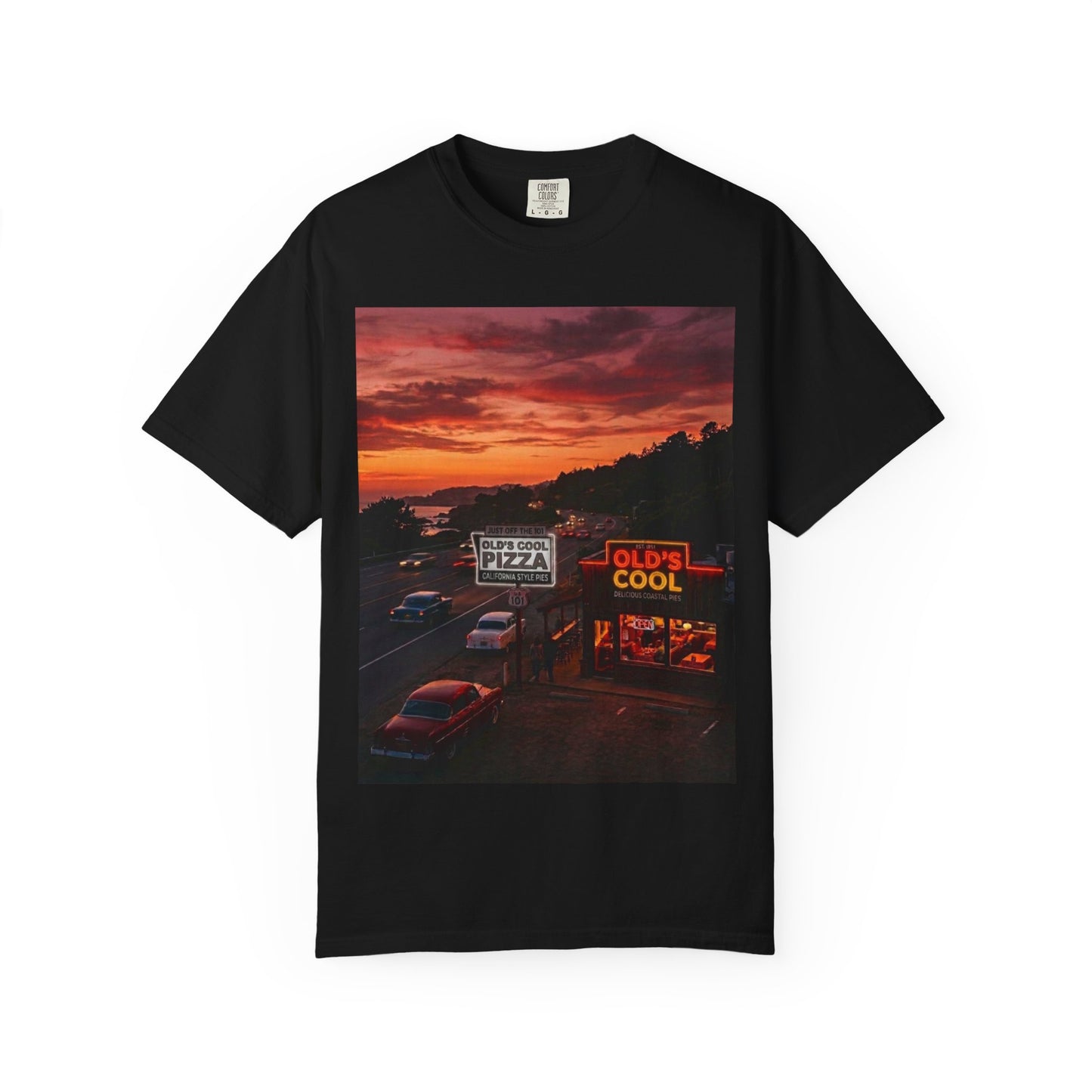 T-Shirt — Retro Diner Sunset Photo Tee ("Old's Cool")