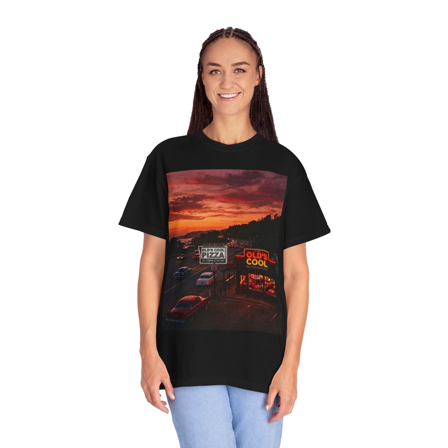 T-Shirt — Retro Diner Sunset Photo Tee ("Old's Cool")